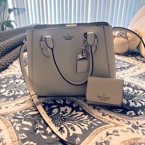 Kate Spade white Leather Handbag and Wallet Set